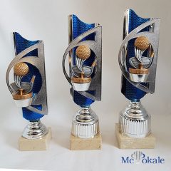 3er Serie Pokale blau-silber mit einer Golf Figur
