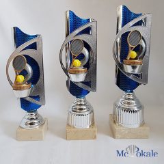 3er Serie Pokale blau-silber mit einer Tennis Figur