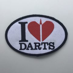Aufnäher/Patch „I LOVE DARTS“ auf Stoff