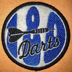Aufnäher/Patch „DARTS 180“ auf Filz Blau